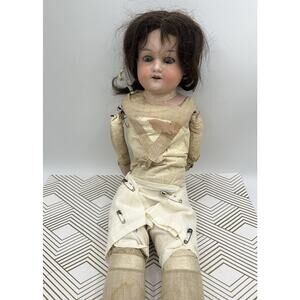 Antique German Leather Body Doll Armand Marseille Marked 370 24” Tall Read